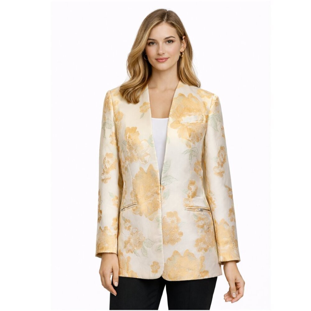 CALVIN KLEIN Metallic Floral Blazer - 4 - Picture 1 of 11